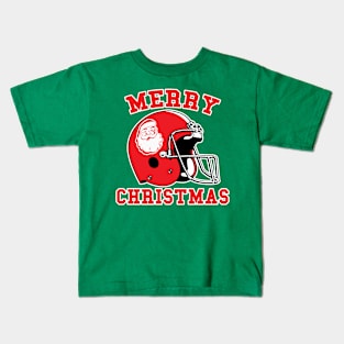 Merry Christmas Santa Football Helmet Kids T-Shirt